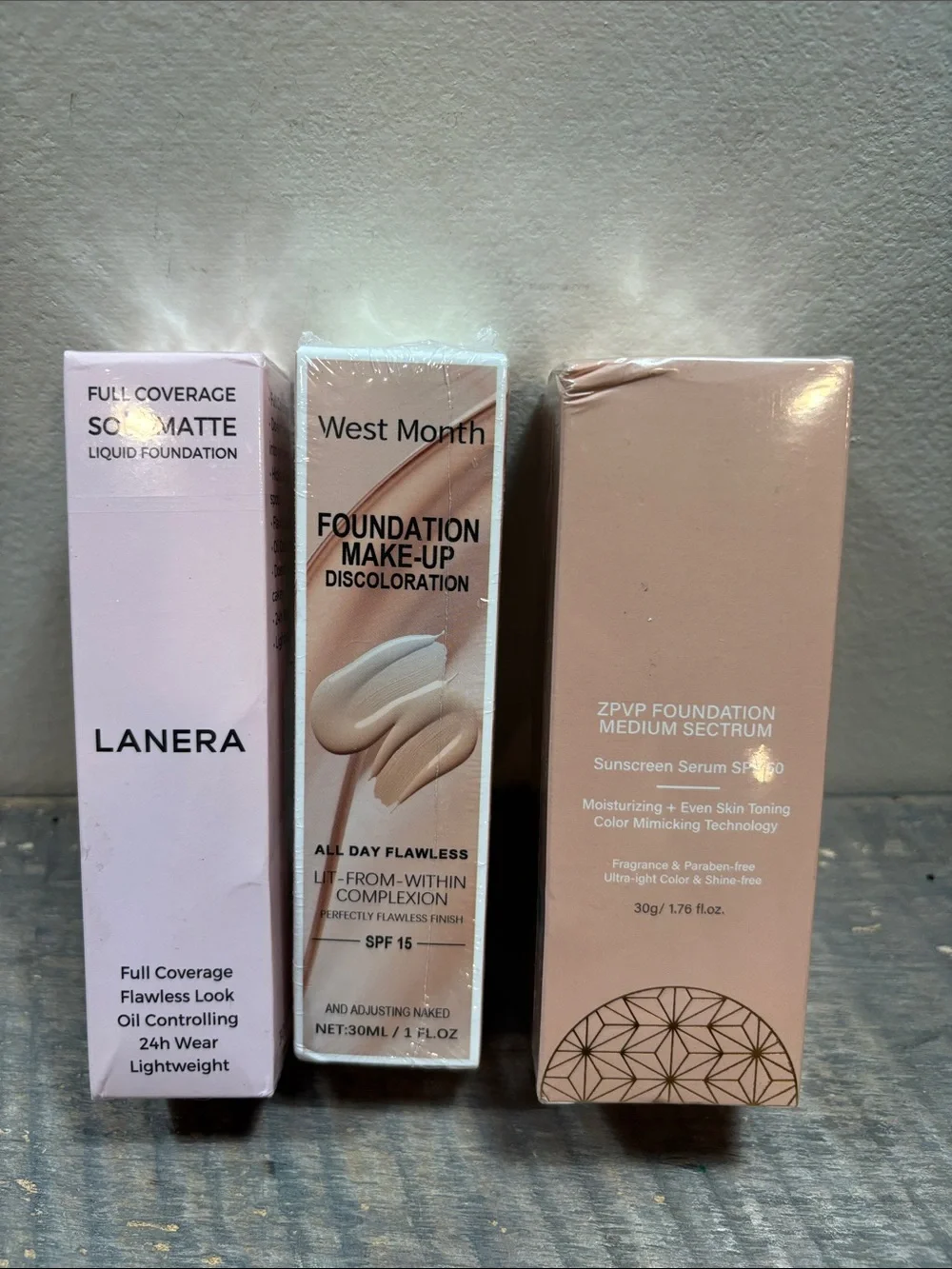 Bundle of 3 Foundation Make-Up - Nude Buff  Beige Lanera West Month & ZPVP